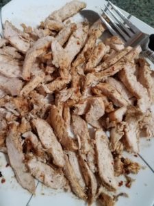 Sliced Pollo Asado ready for Chicken Tacos