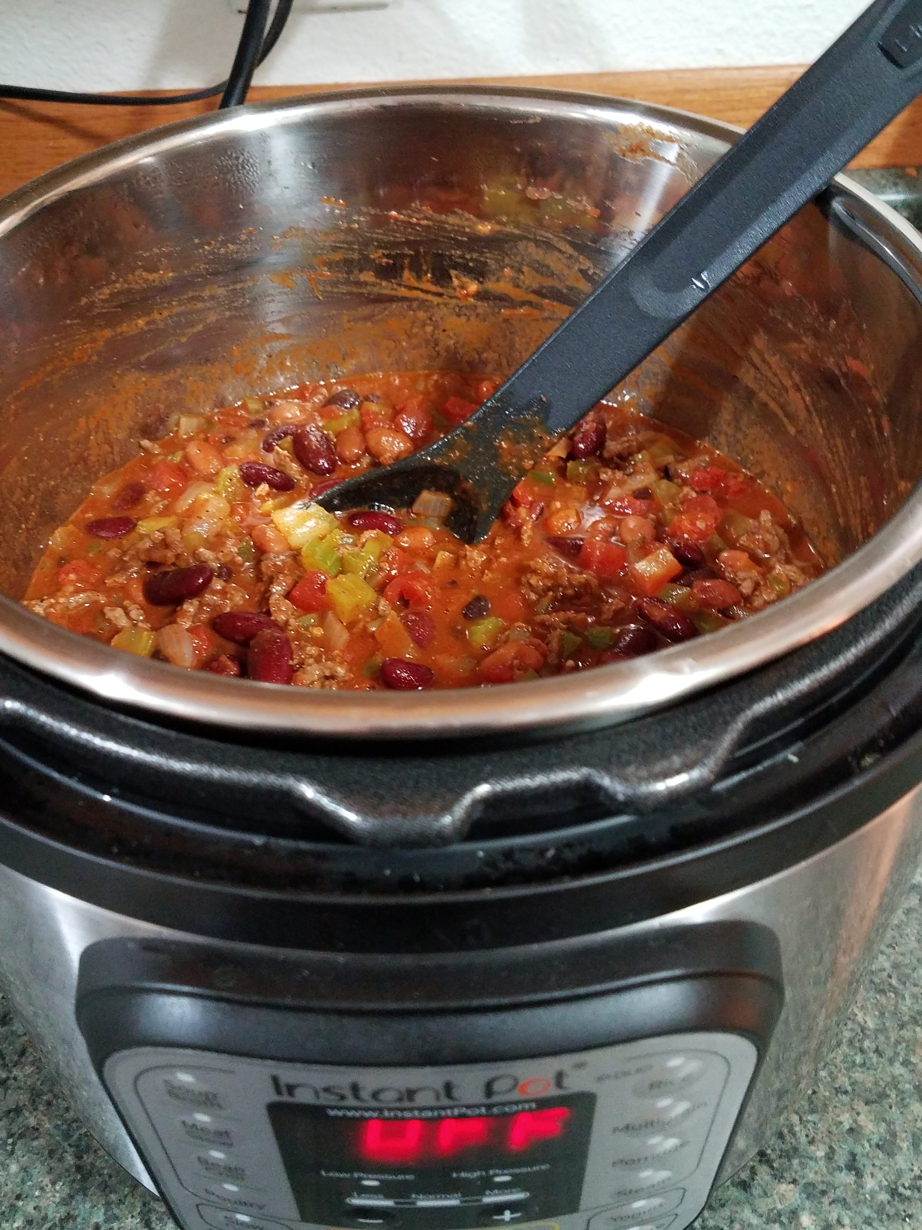 Instant Pot Chili ready for the freezer.